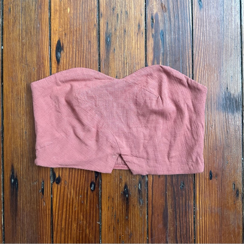 Intimately Free People Structured Surplice Tube Top in Sandstone XS